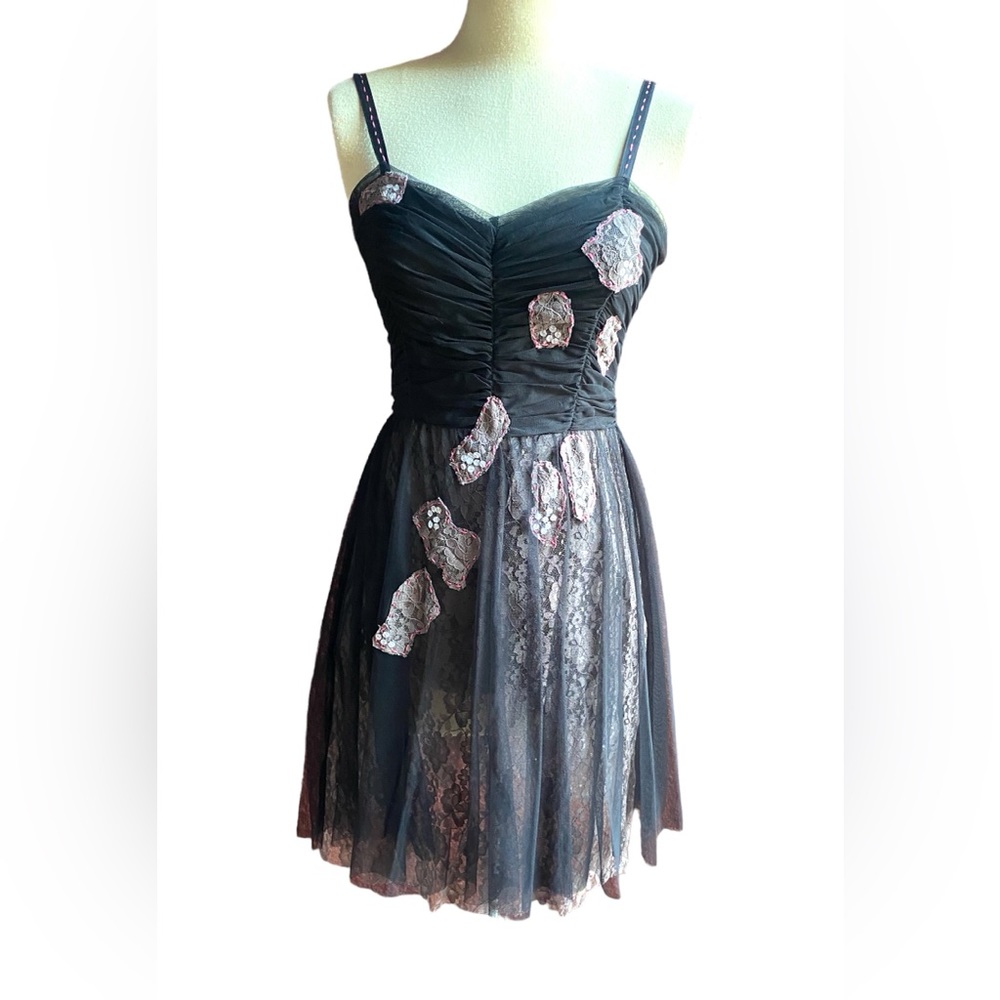 Urban Outfitters Vintage Lux Lace Tulle Netting Prom Homecoming Dress Goth M-L